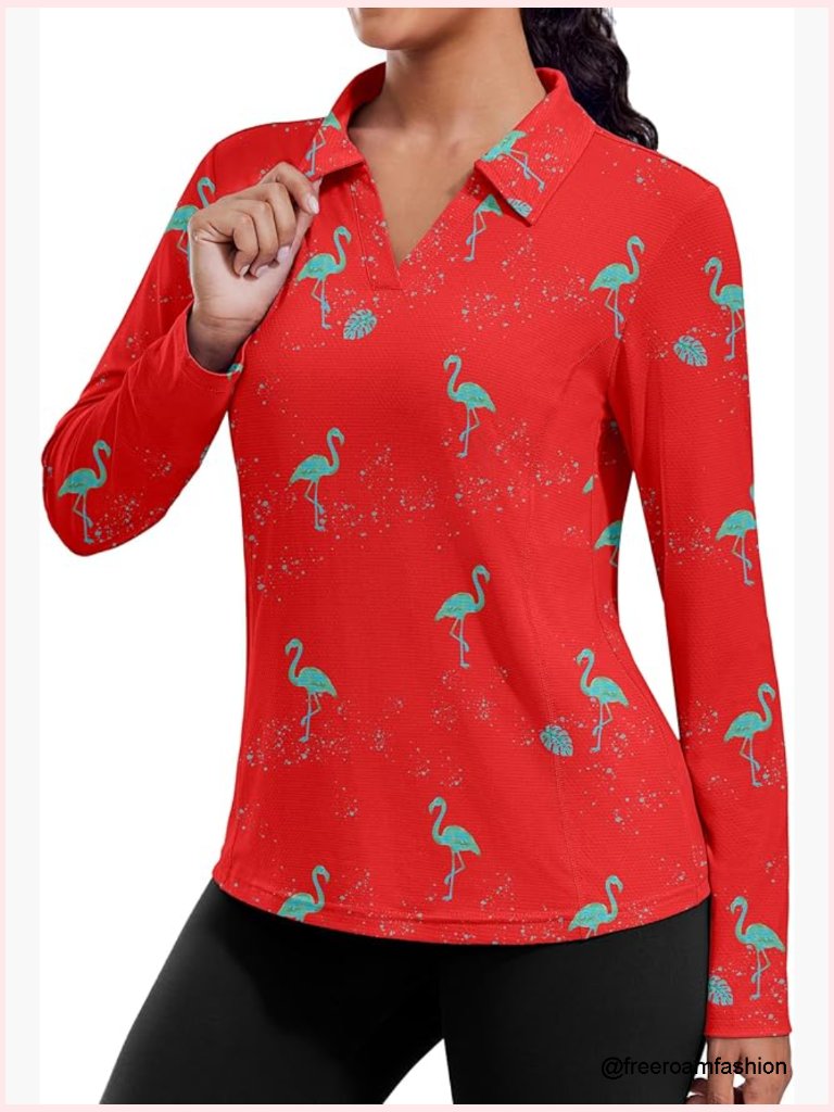 Upf 50+ Sun Protection Long Sleeve Workout Top V Neck Quick Dry Athletic